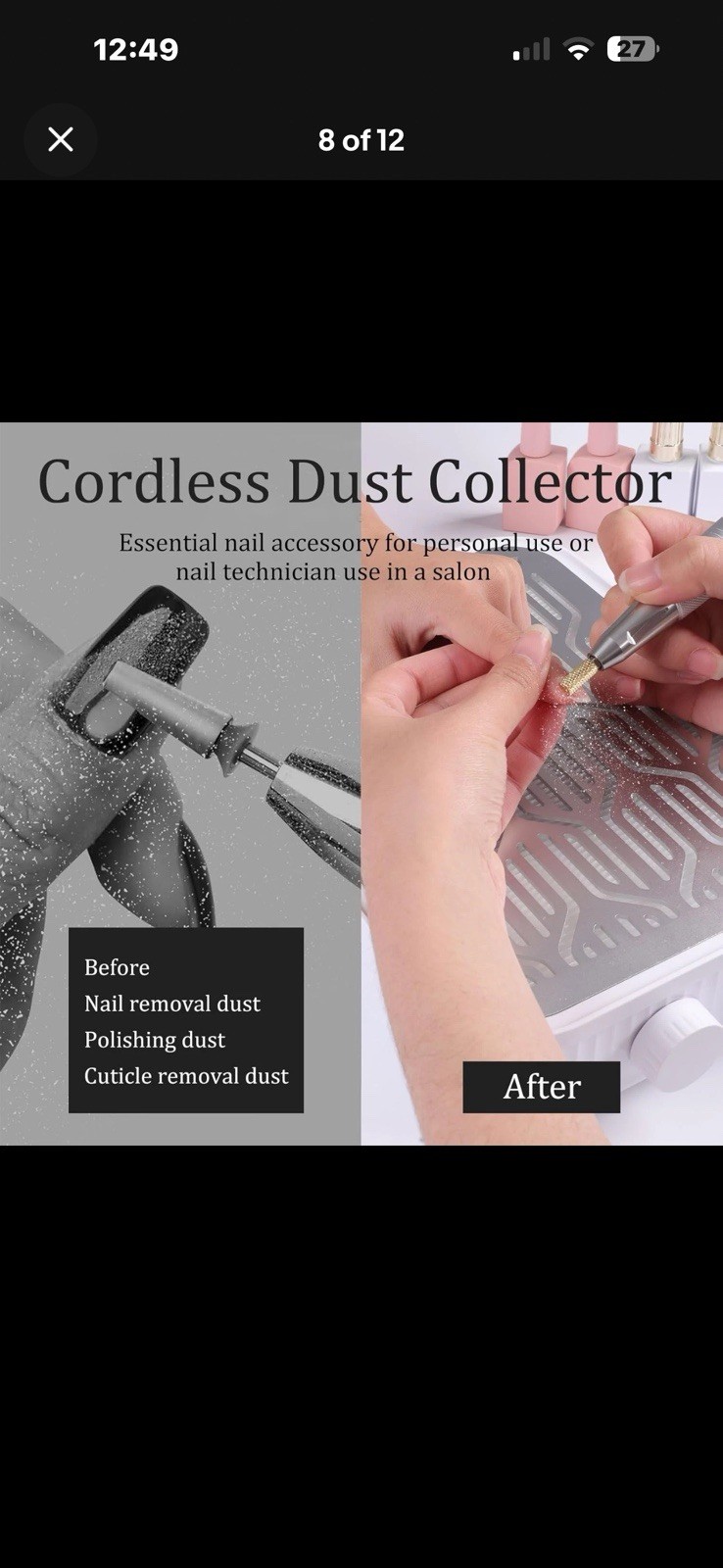 Rechargeable Nail Dust Collector with 2 Filters, Vacuum Fan for Acrylic Nails
