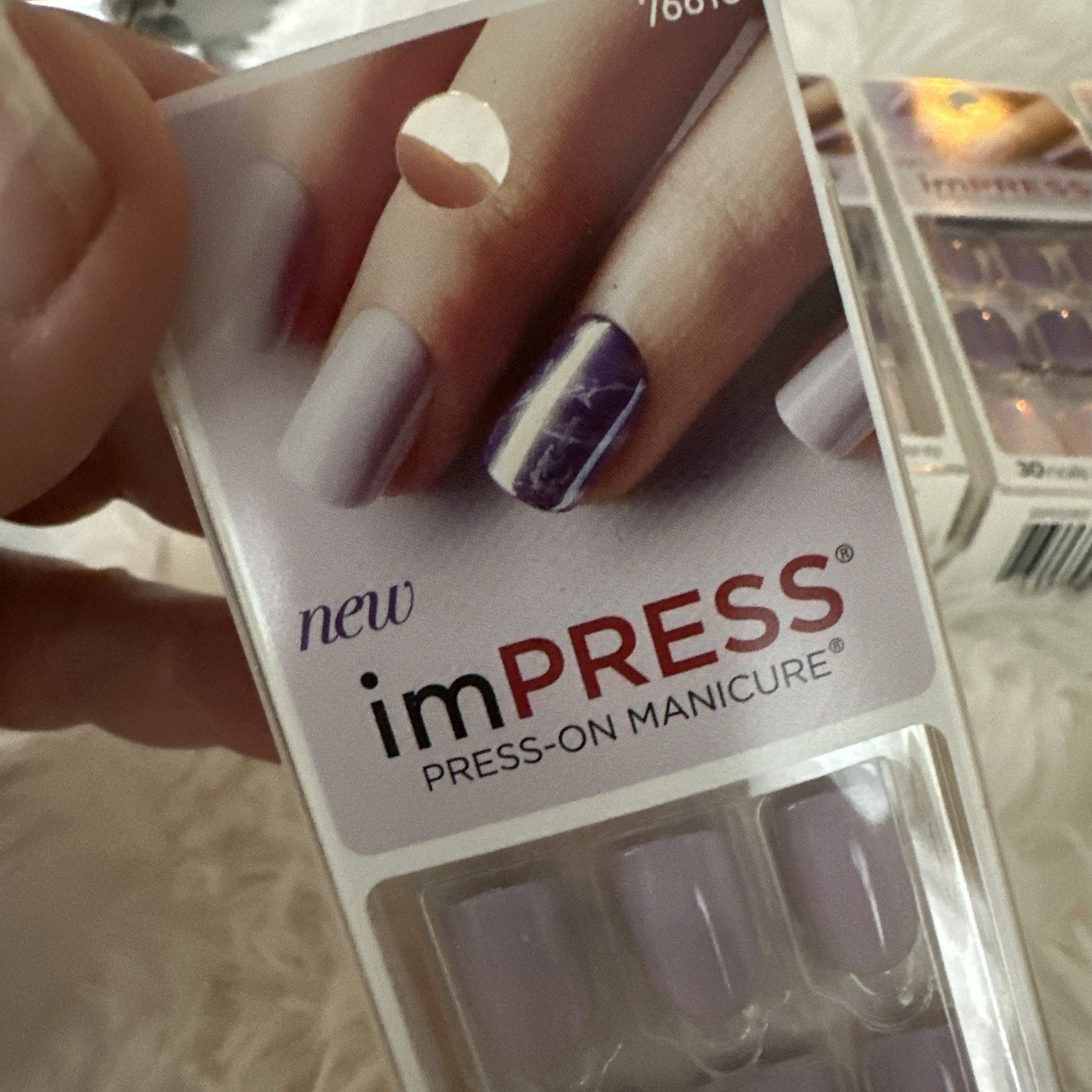 imPRESS Press on manicure Lot Of 4 Purple/Pink/White 30 Nails In Each Set