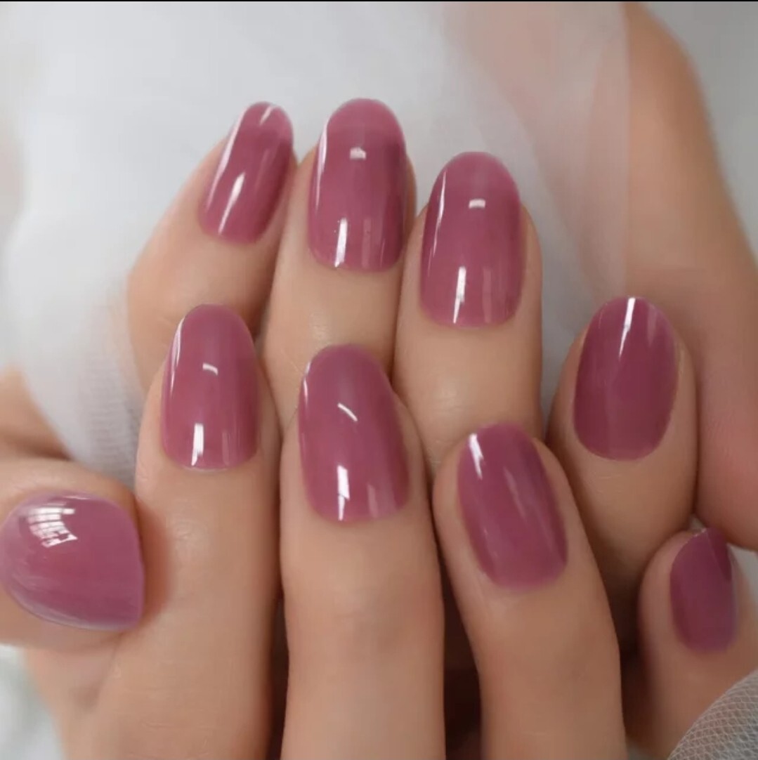 24 Purple Jelly Press on nails mauve oval almond round