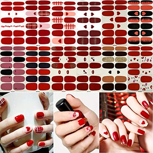 336 Pieces 24 Sheets Valentine’s Day Nail Wraps Self-Adhesive Nail Polish