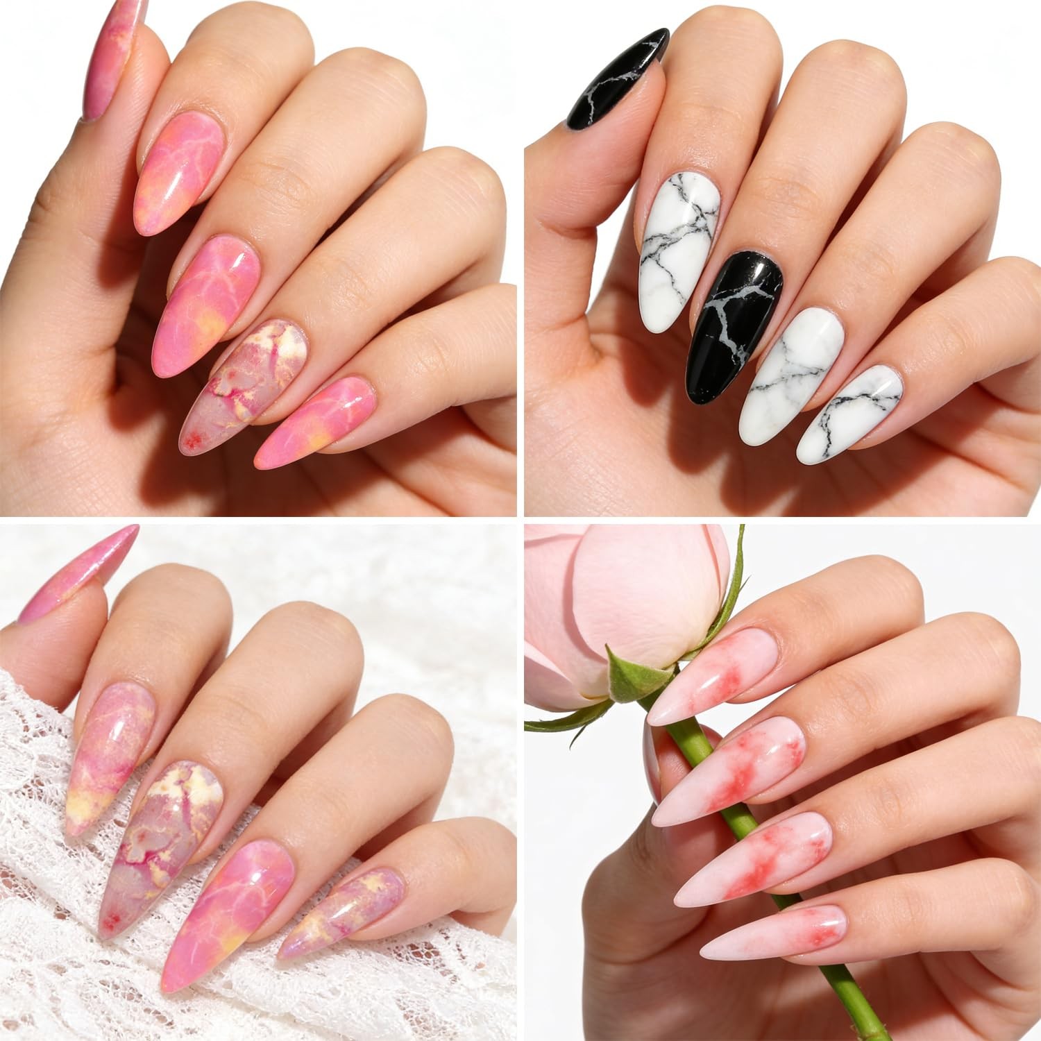 SUTOKAKA Pink Marble Nail Art Foil 10 Rolls