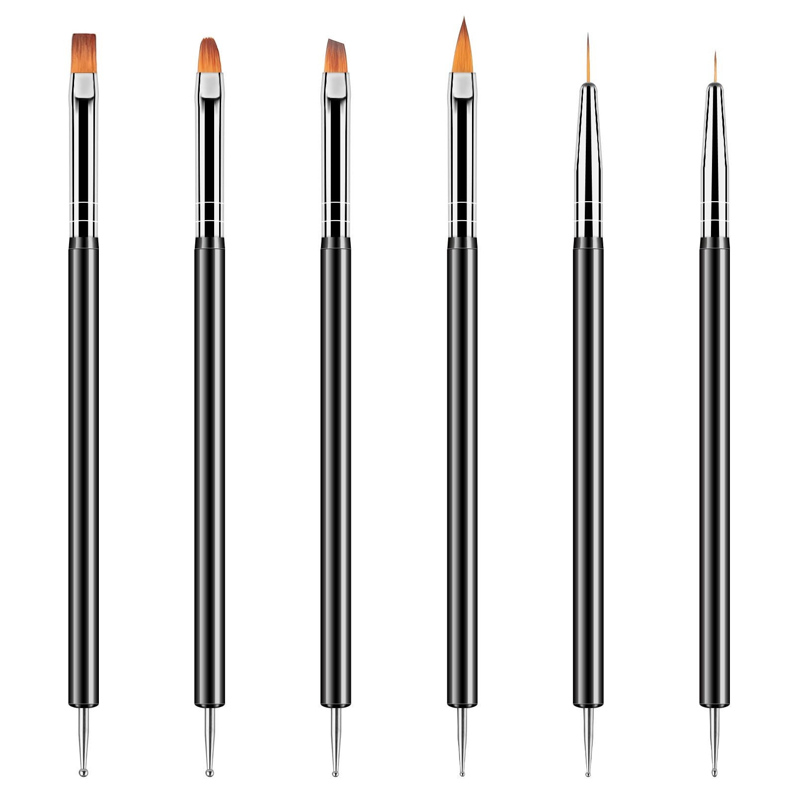 Artdone Nail Dotting Tools 6PCS Double-ended Nail Art Brushes Kit Nail Art Gel P