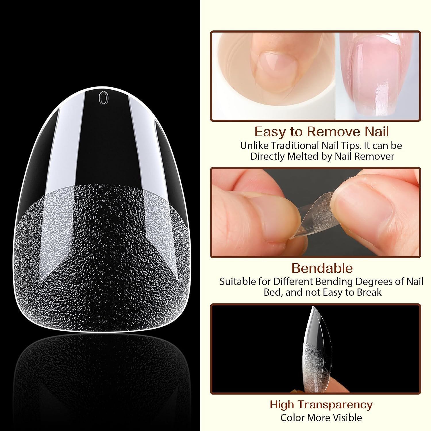 Extra Short Almond Gel Nail Tips, 216 Pcs Pre-Shape XS Almond Nail Tips Full Cov