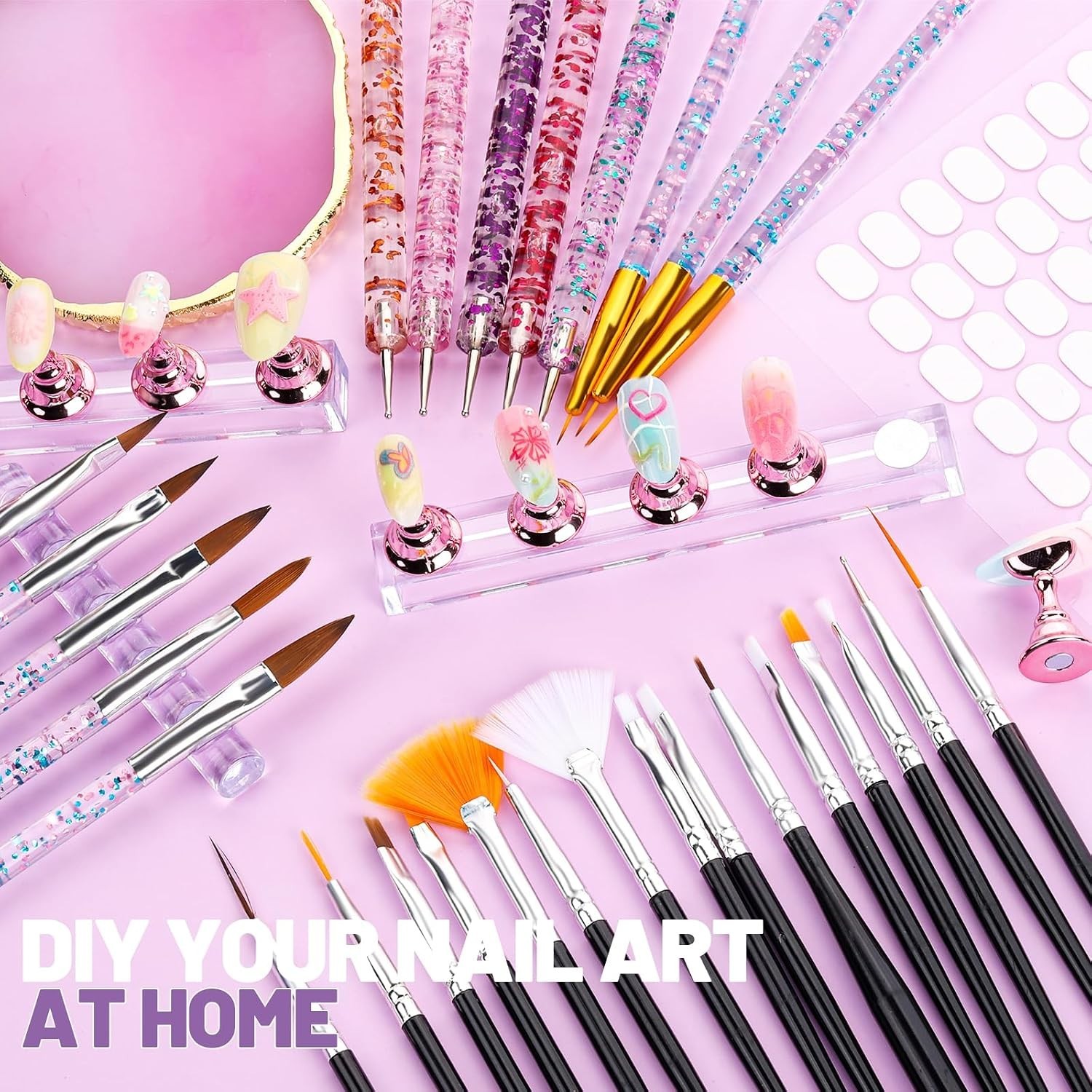 Nail Art Tools Set, 23 Pcs Nail Art Brushes, 5 Pcs Nail Dotting Tool, 2 Set o…