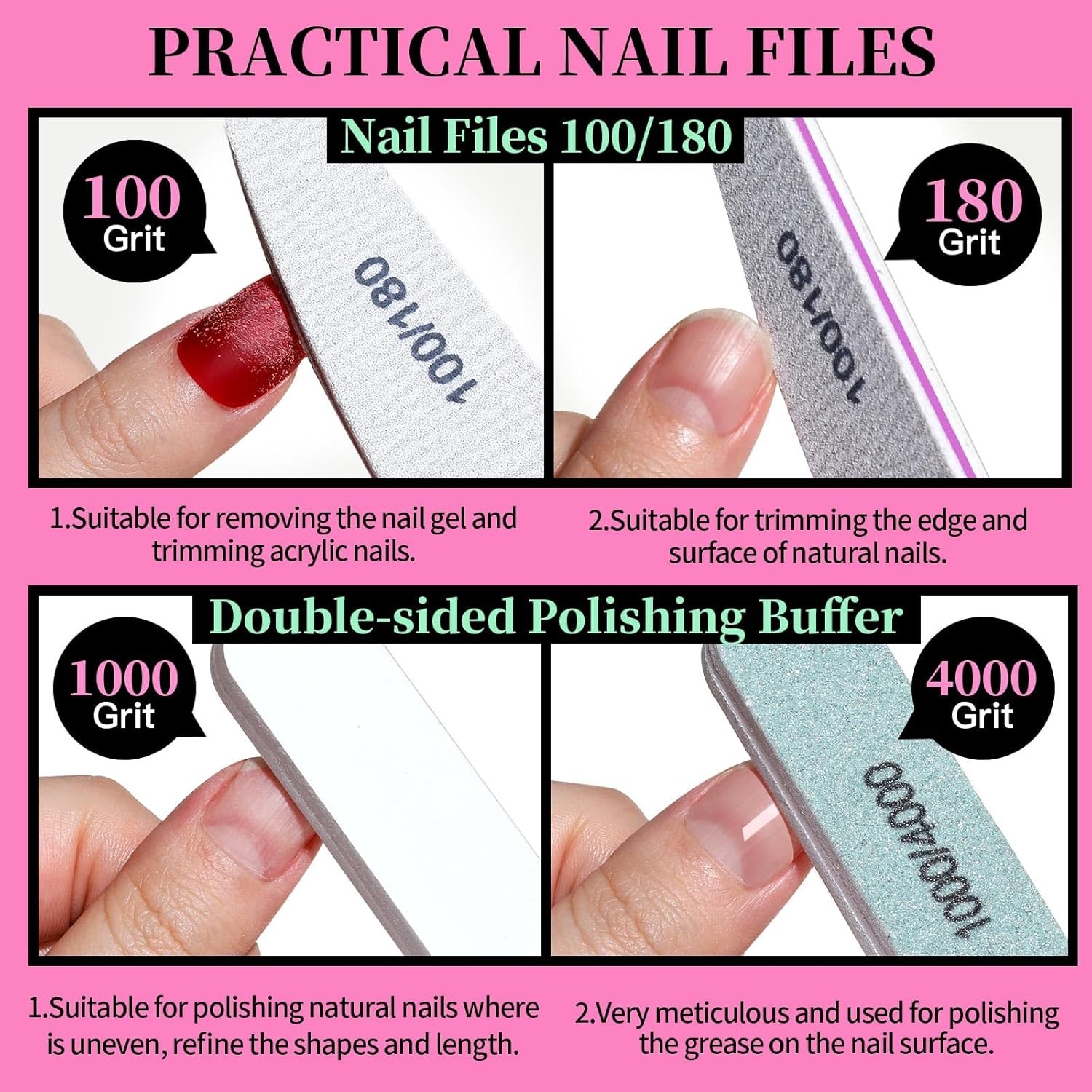 FANDEI Nail Care Set, Nail Files 100/180, Nail Buffer Blo, Cuticle