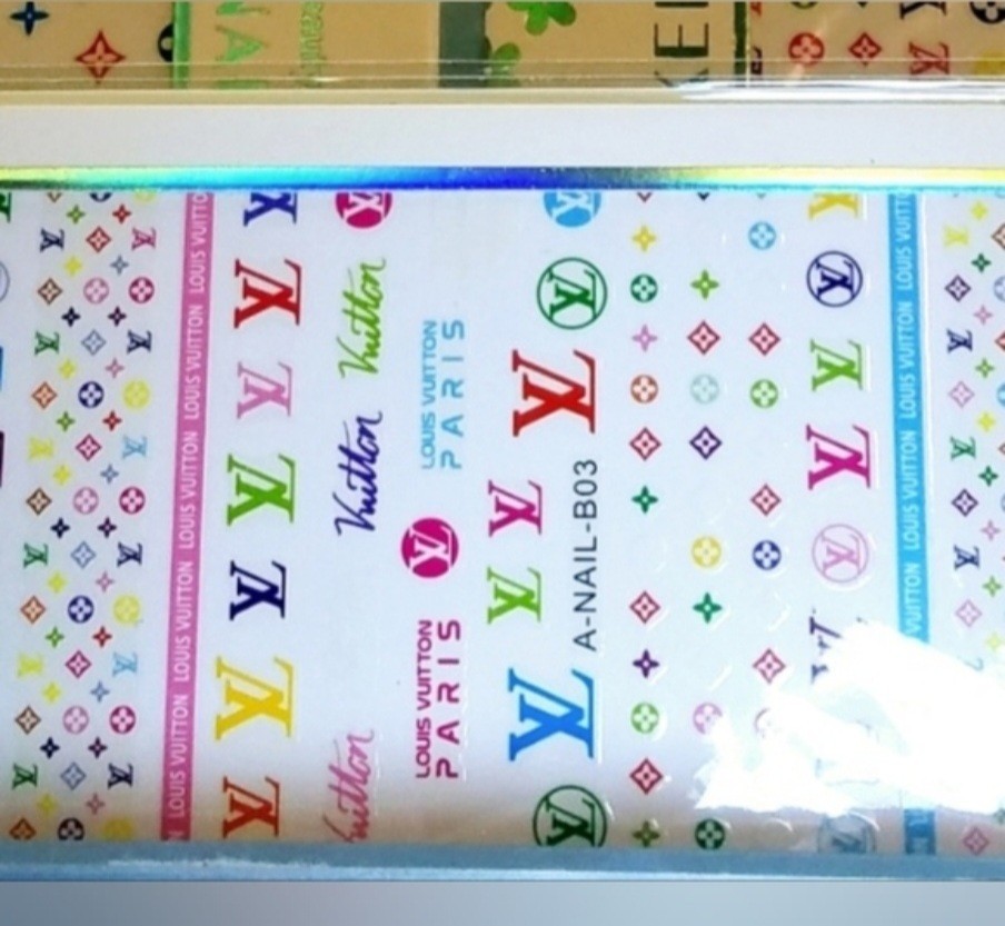 NWT NAIL ART DESIGN SELF-SEAL STICKERS N°021: MULTICOLORED PASTELS!