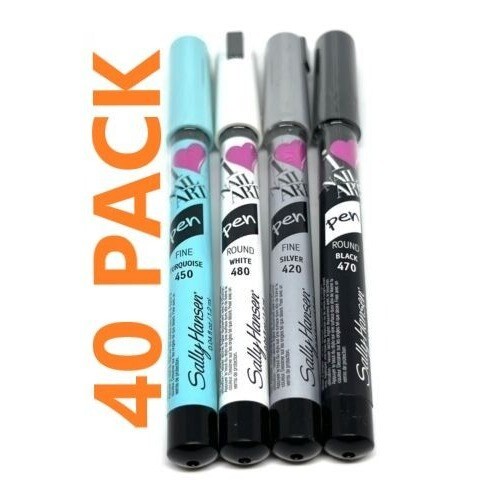Sally Hansen Nail Art Pens (40 PACK) Silver White Turquoise Black I Heart new se