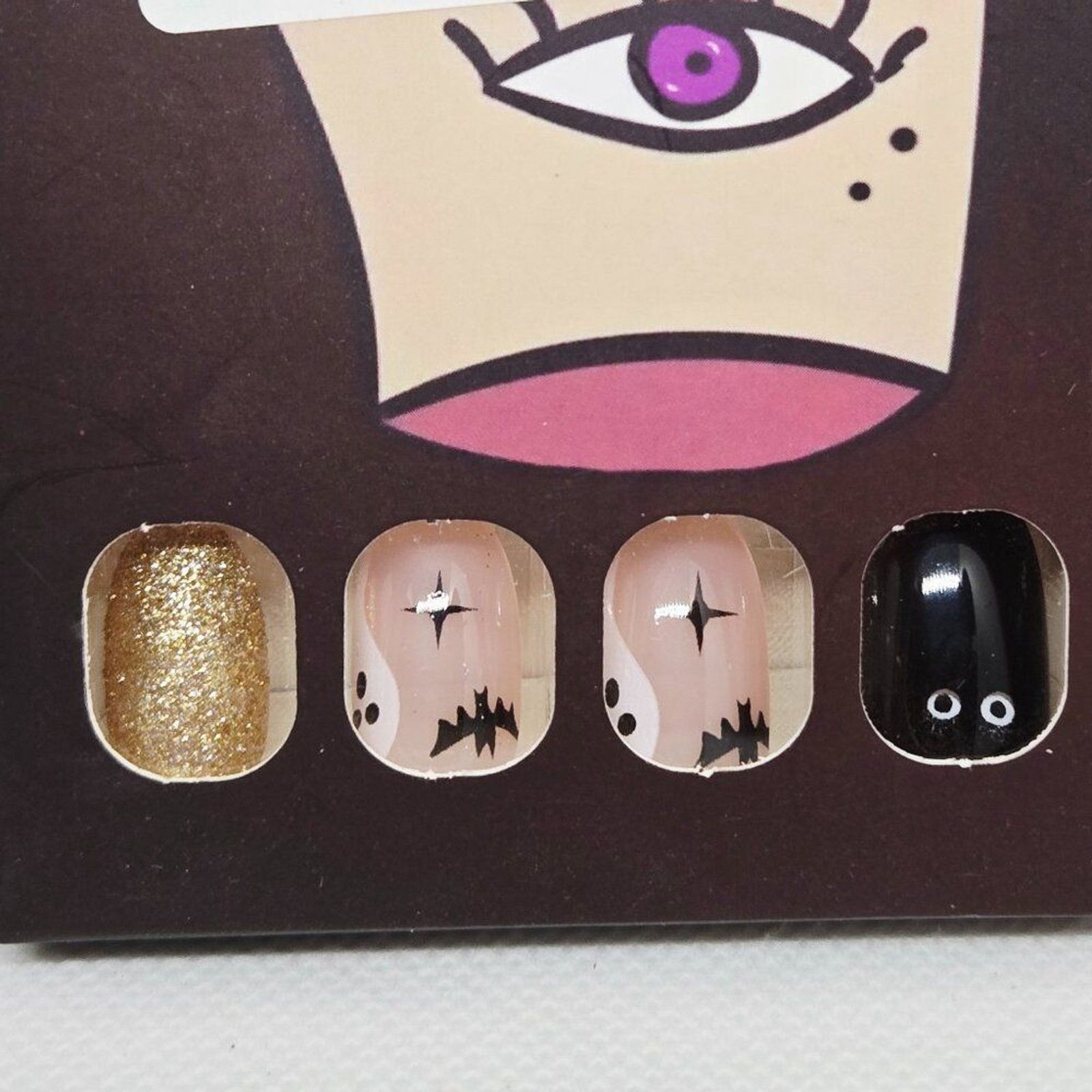 NIB SET OF 2 HALLOWEEN DECOR/PARTY PRESS ON NAILS, GHOSTS, PUMPKINS, 48 TOTAL