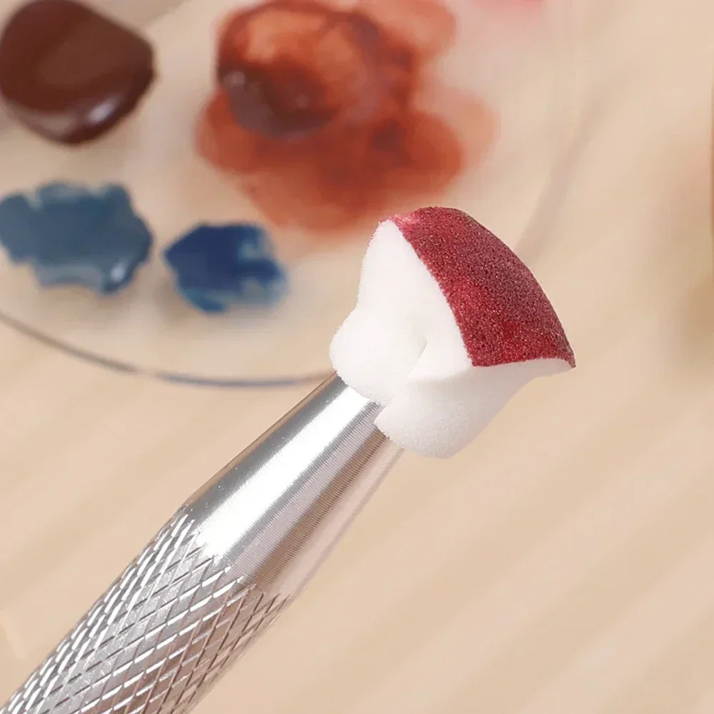 Mini Square Nail Art Sponge with 4 Claws Nail Sponge Metal Grabber Set