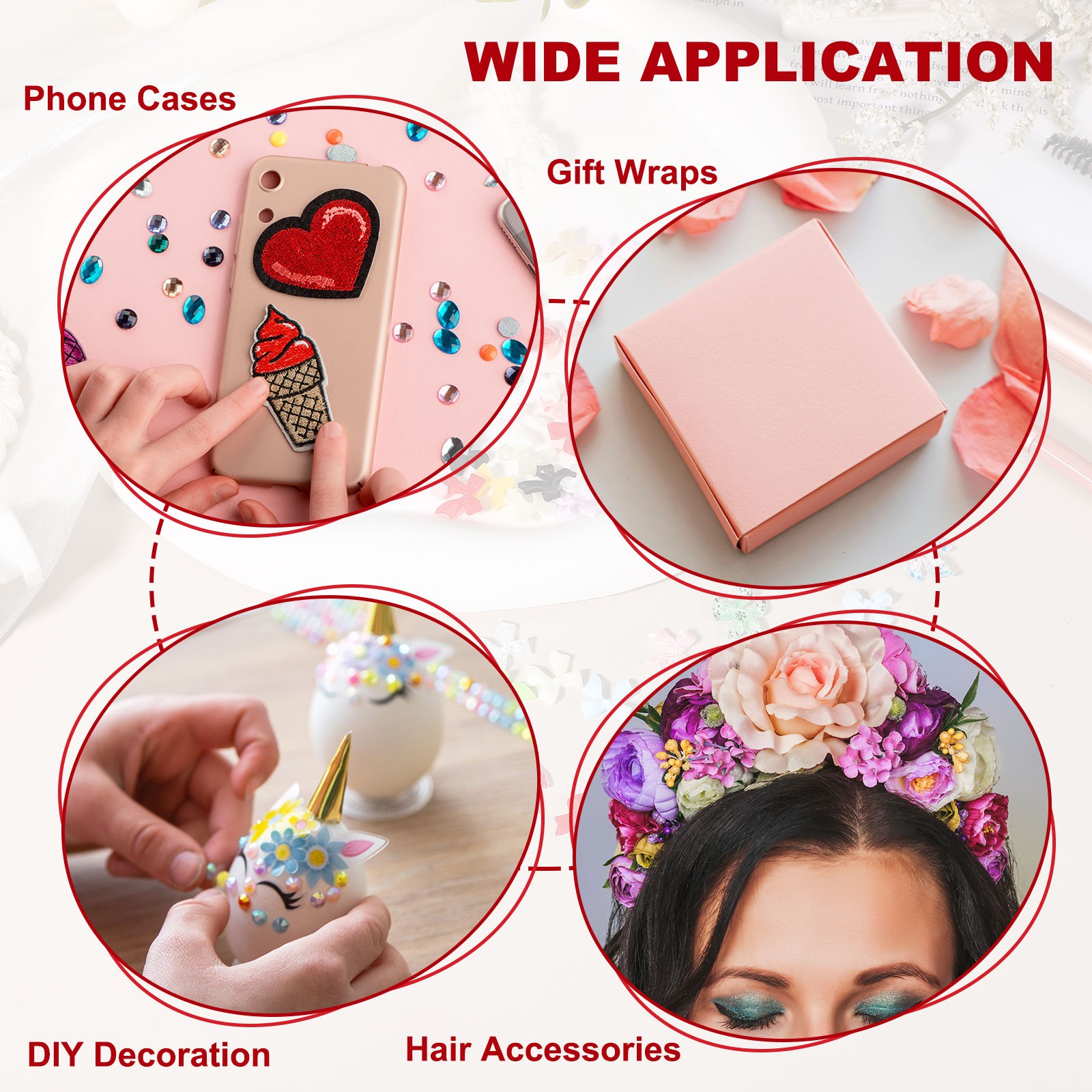 Nail Bows, 3D Flowers for Nails for DIY Manicure 100 Pcs Black