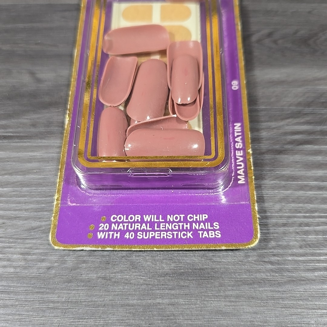 Vintage Lee Press On Nails Mauve Satin NOS Purple Press On Nails Natural Length