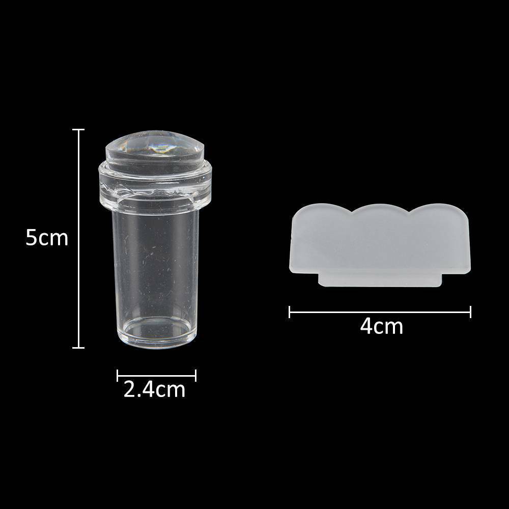 Nail Art Clear Jelly Head Silicone Stamper Scraper Transparent+ Stamp Plate Free