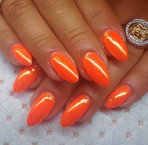 Orange Nail Glitter Mermaid Effect Iridescent Neon for Varnish, Acrylic & gel 05