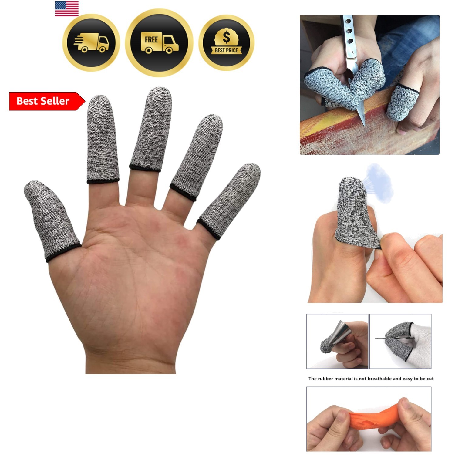 12 PCS Finger Cots Cut Resistant Protector, Finger Covers for Cuts, Gloves Li…