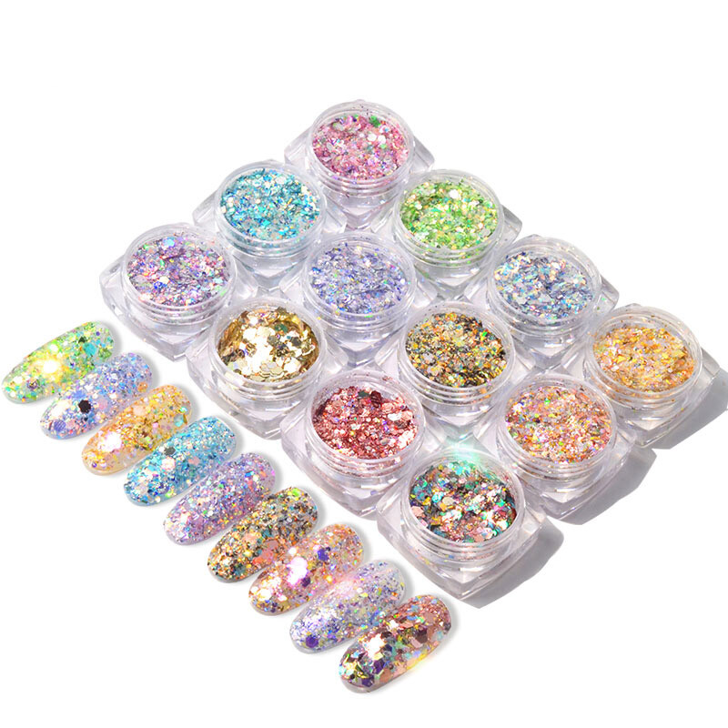 12 Colors Glitter Powder Dust Nail Art Nail Art Sequin 3D Decoration Manicure