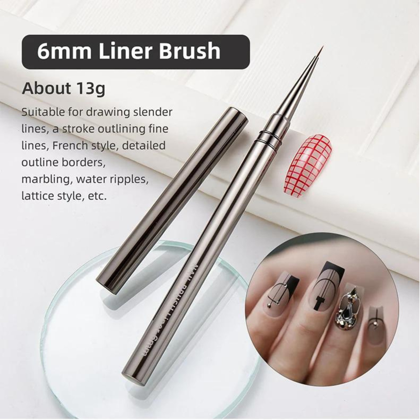 Painting Liner Brush Gel Polish Precision Nail Art Thin Drawing Pen 6/9/12/18mm