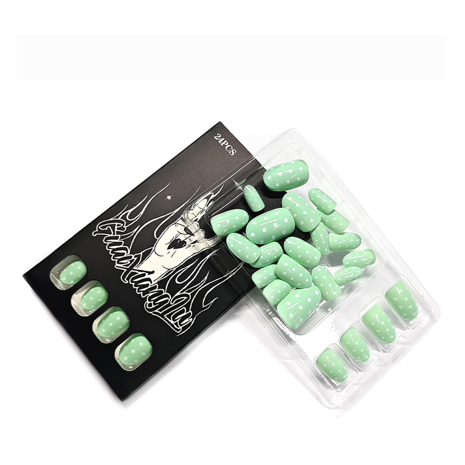 24Pcs Mint Green Press on Nails,Short Oval Fake Nails Cute Acrylic Nails Pres…