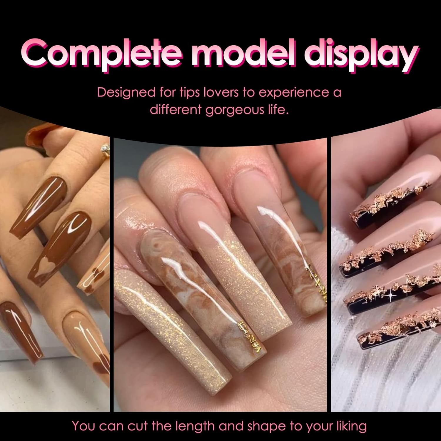Luxury Long Straight Gel Nail Tips – 240PCS Half Matte, Perfect for Events