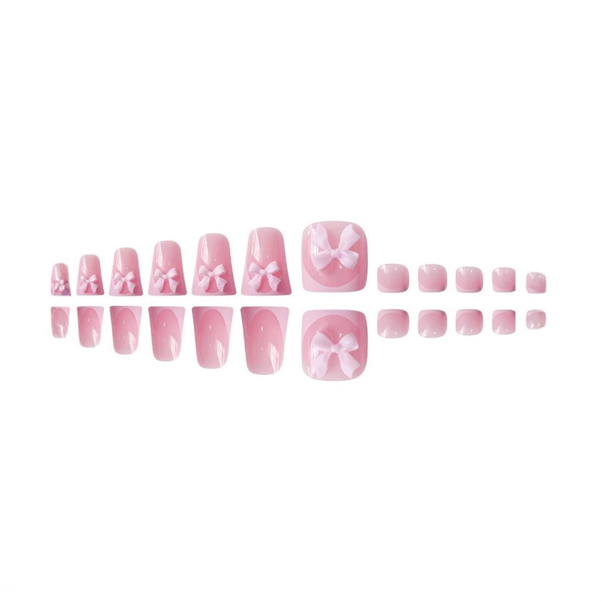 48Pcs Pink French Press on Nails Short & Press on Toenails Set – Duckbill Fak…