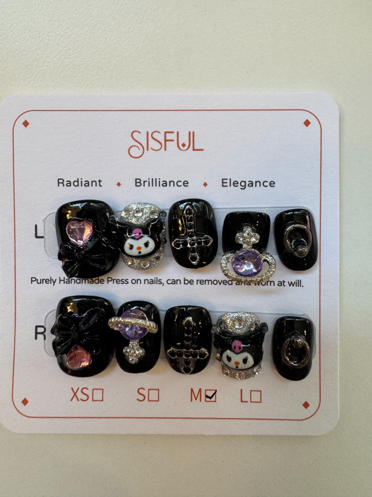 Sisful Dark Mystique Embellished Press-On Nails
