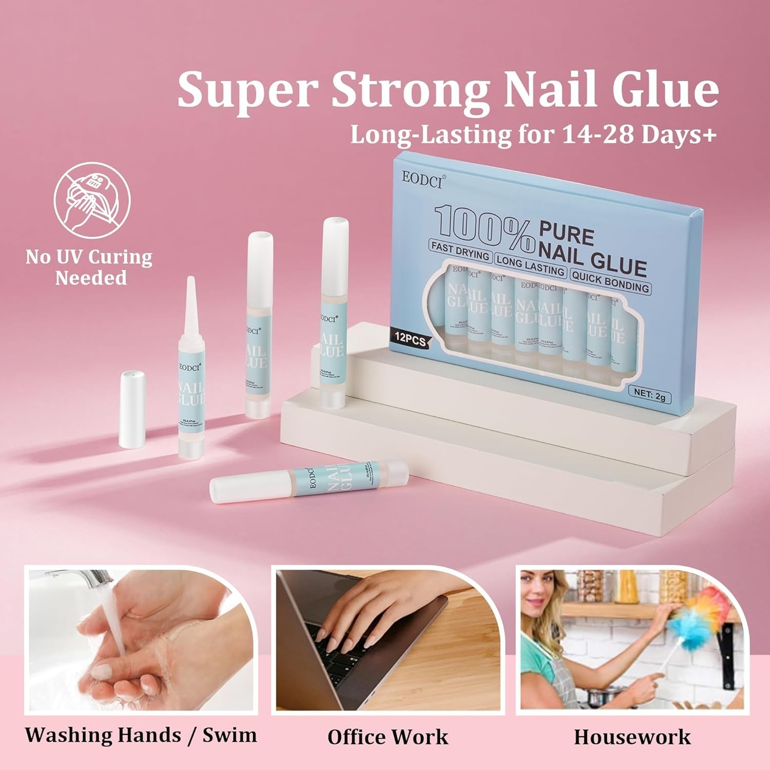 12pcs Nail Glue Super Strong for Acrylic Nails Press on Nails Professional for N