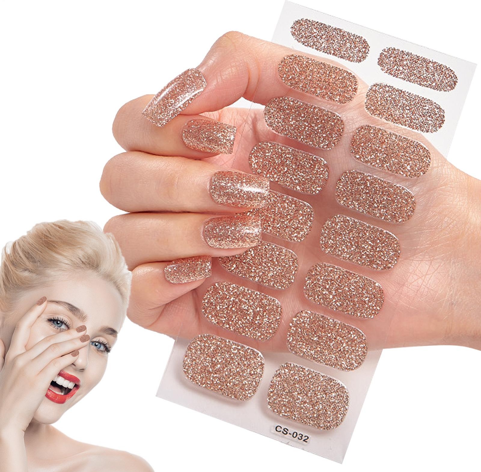 Nail Polish Stickers Peel And Stick Nail Wraps Semi-Cured Gel Nail Strips
