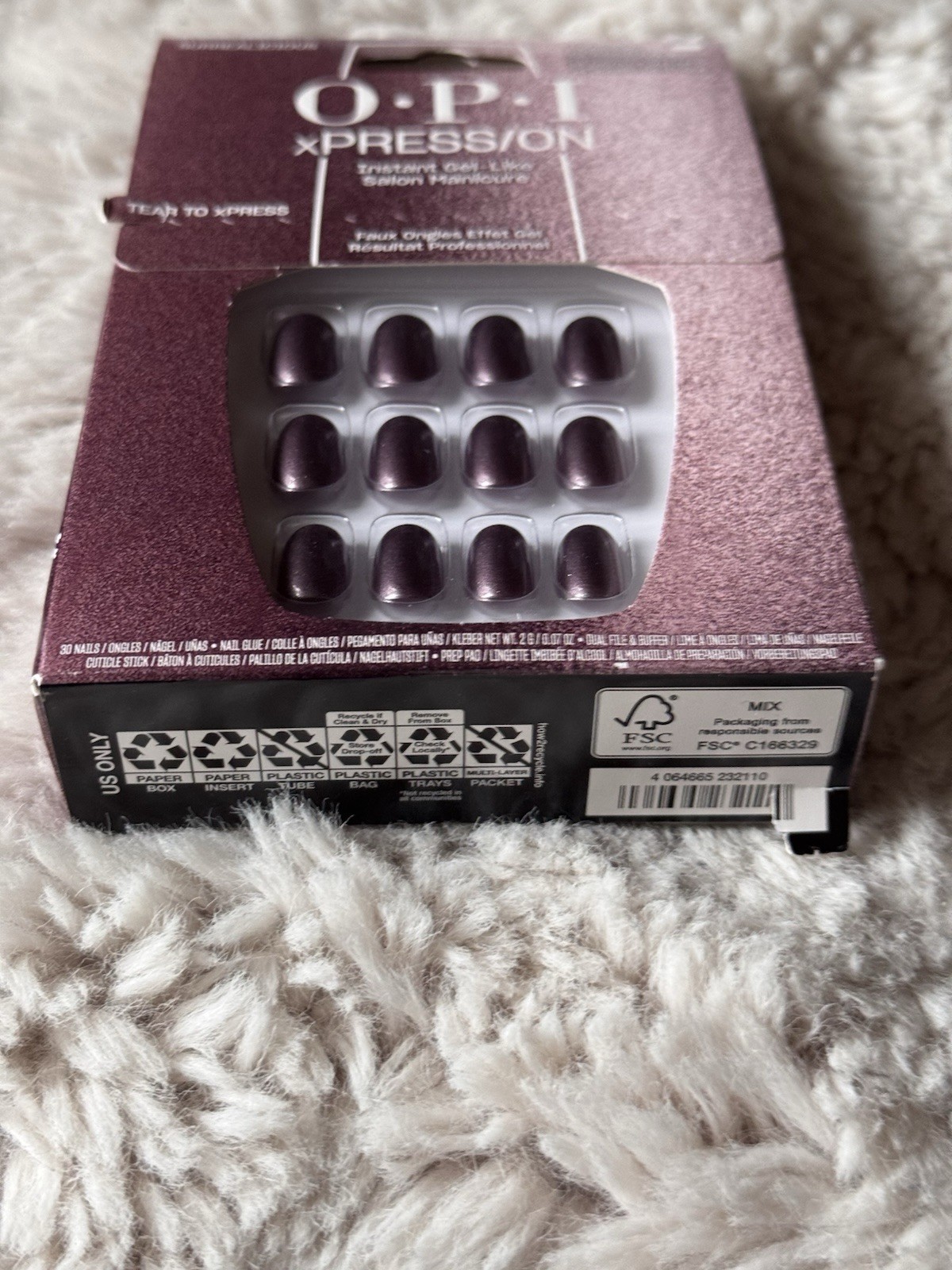 OPI Xpress/on Surrealicious Short Square Oval Press On Nails Purple Glitter