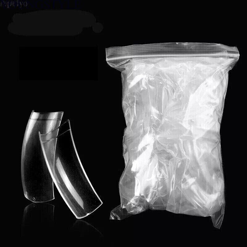 500pcs Curved Hawk Nail Tips – Acrylic Half Cover Nails Manicure Accessories