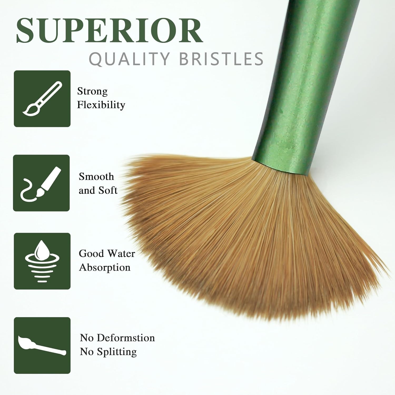 Aridito #10 Kolinsky Acrylic Nail Brush with Cap Matte Green Professional