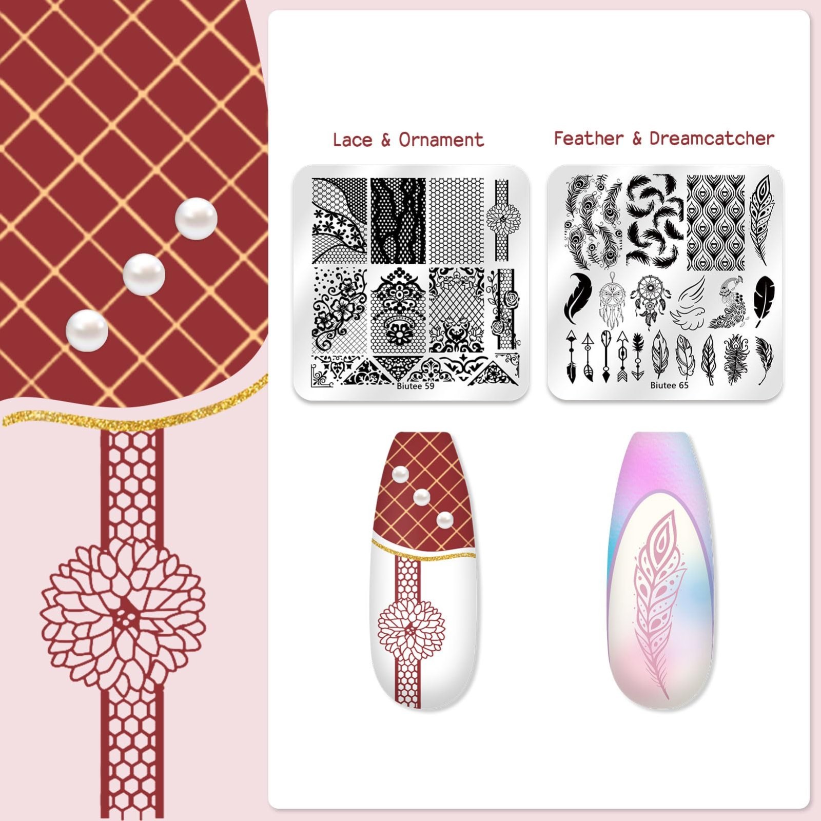 Nail Stamping Kit 12Pcs Plates & 8 Colors Polish Gel | Silicone Stamper & Scrape