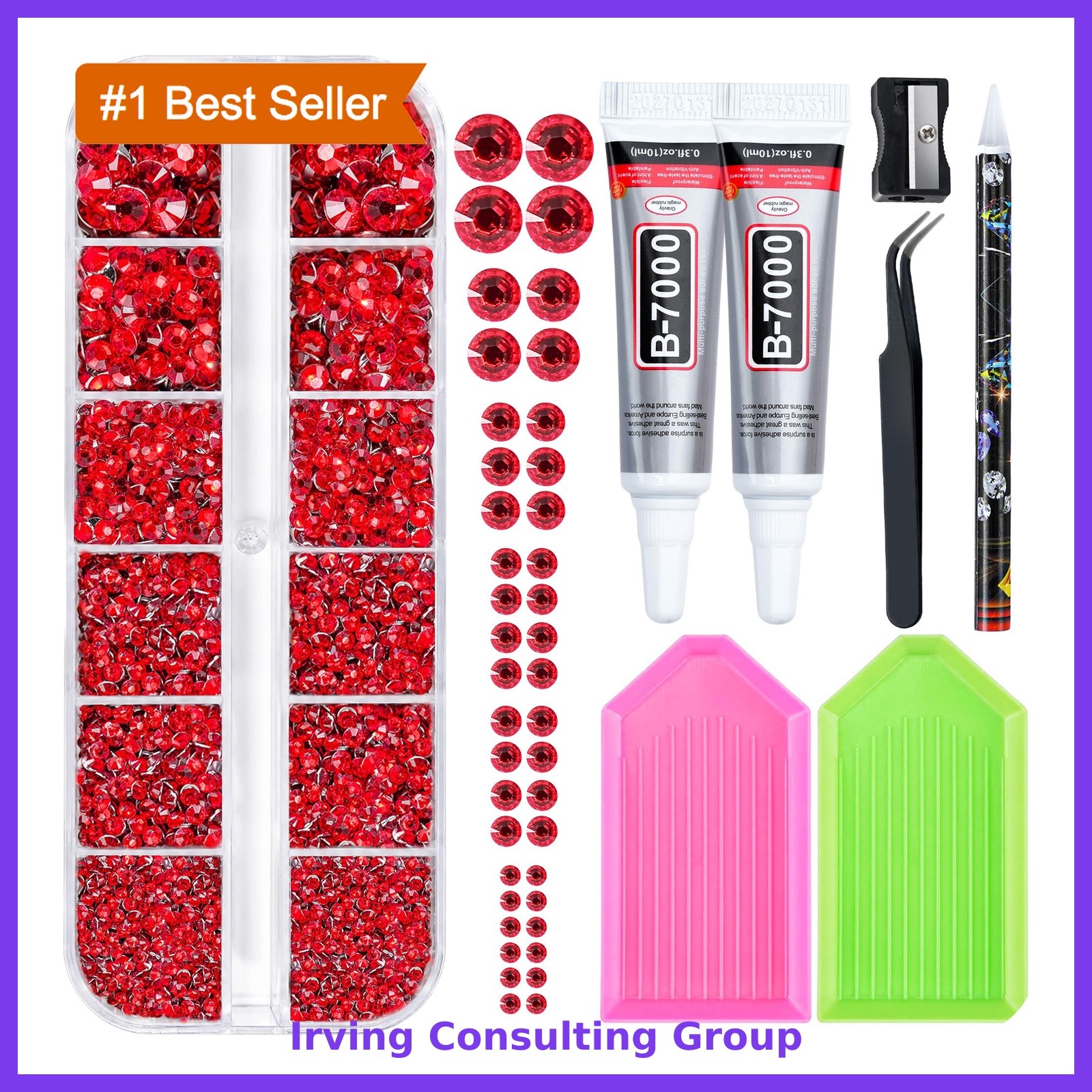LOTWOW 25000pc Rhinestones Red