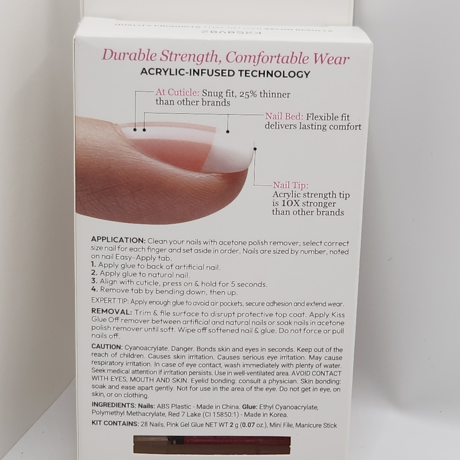 KISS Salon Acrylic French Nails Short Square Nude Power Play Press-On Kit