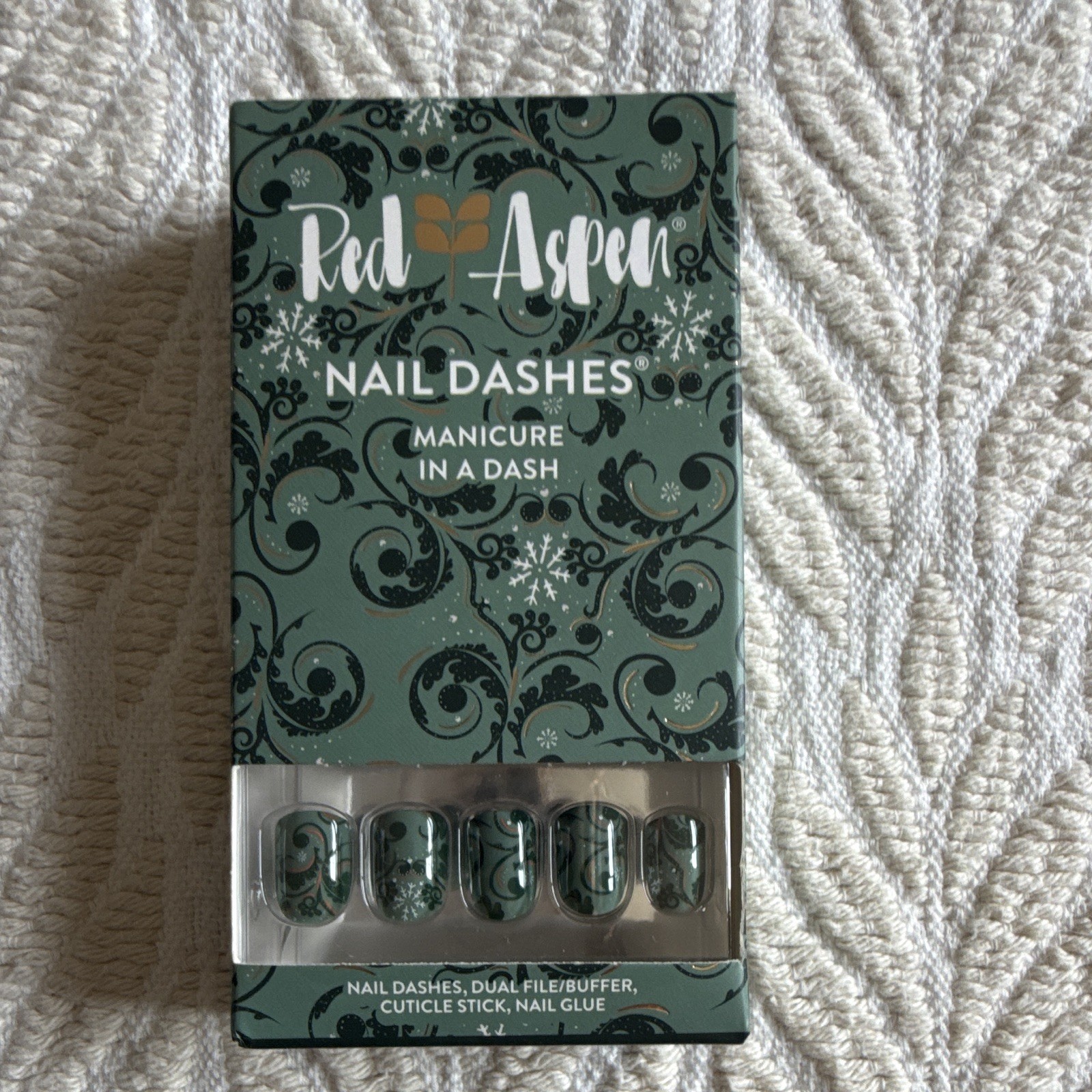 Red Aspen Nail Dashes Press-On Nails Lot of 3 Shiny Glue Acrylic Squoval M