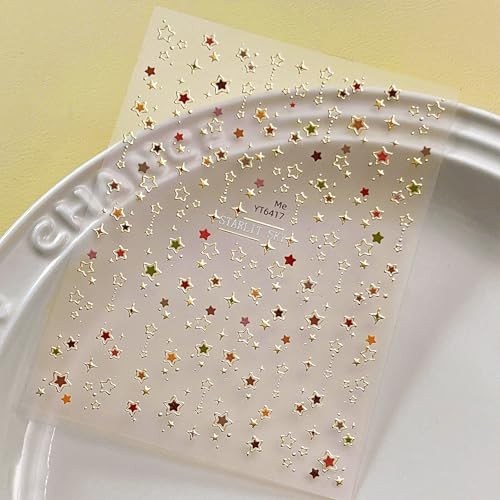 Star Nail Stickers for Nail Art 3D Glitter Cute Colorful Star Luxury Cute Stars