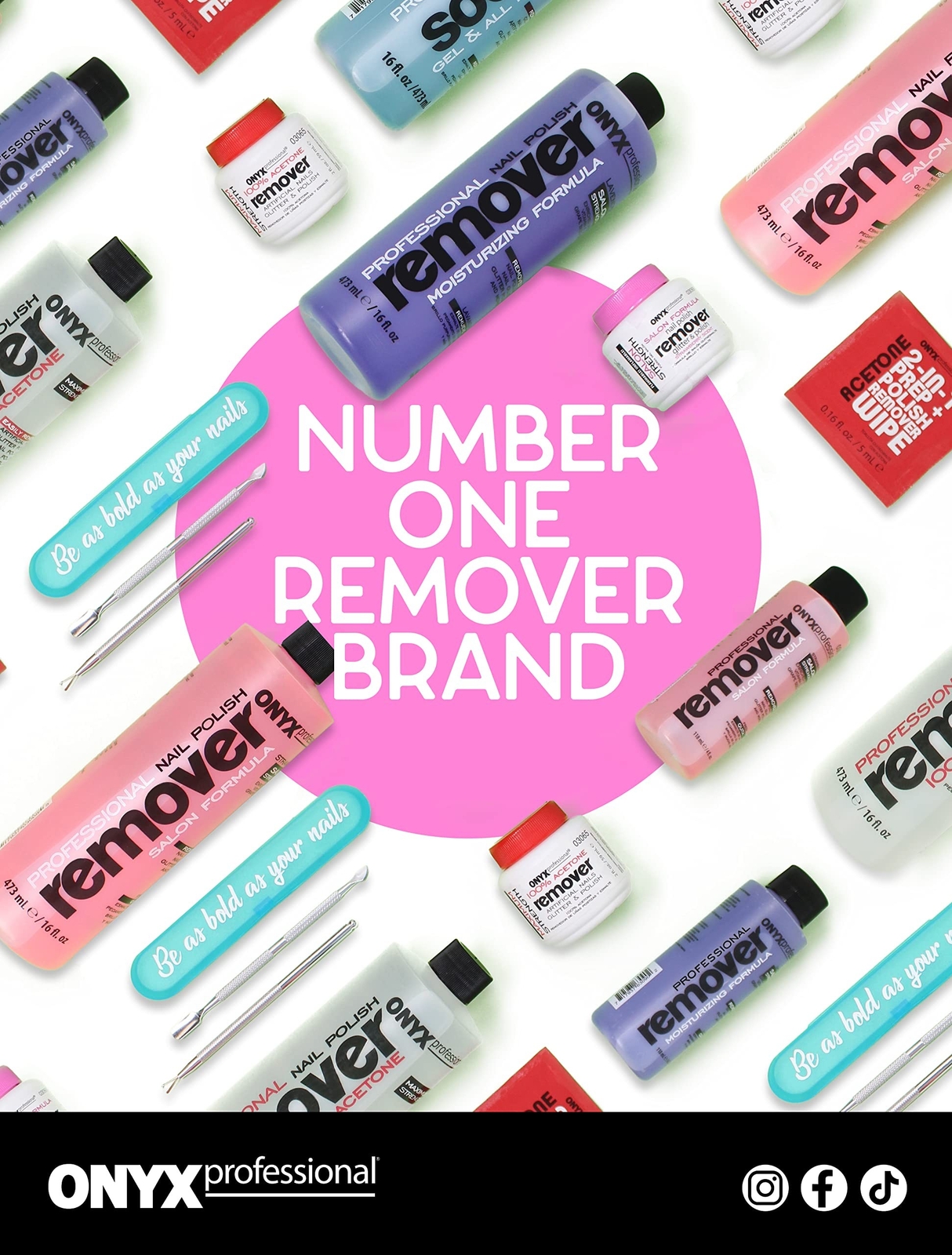 Onyx Professional 100% Acetone Nail Polish Remover Kit 16 Fl Oz Bottle With 7…