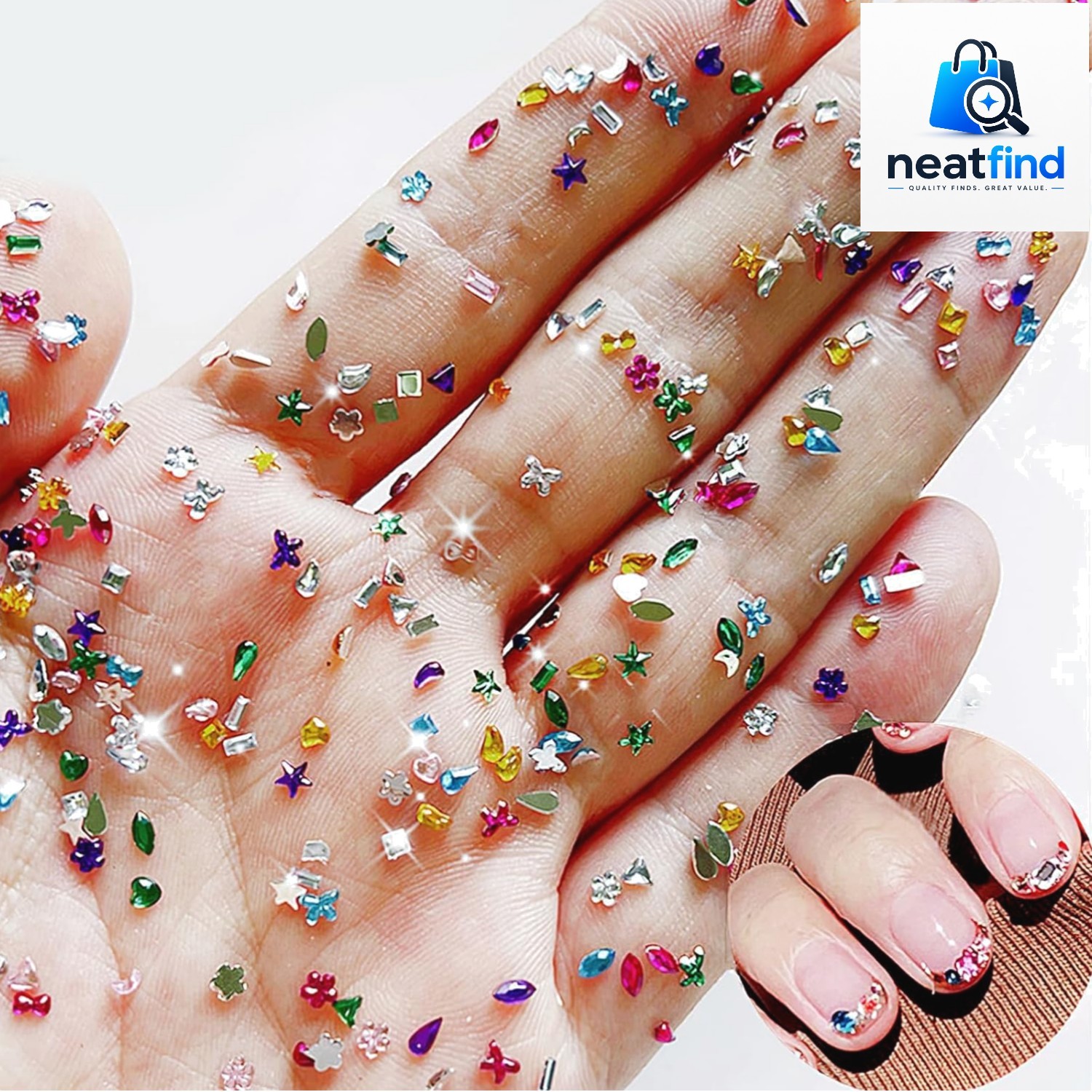 Colorful Rhinestones Rhinestone Charms Multi Shape Crystal 3D Geometric Nail …