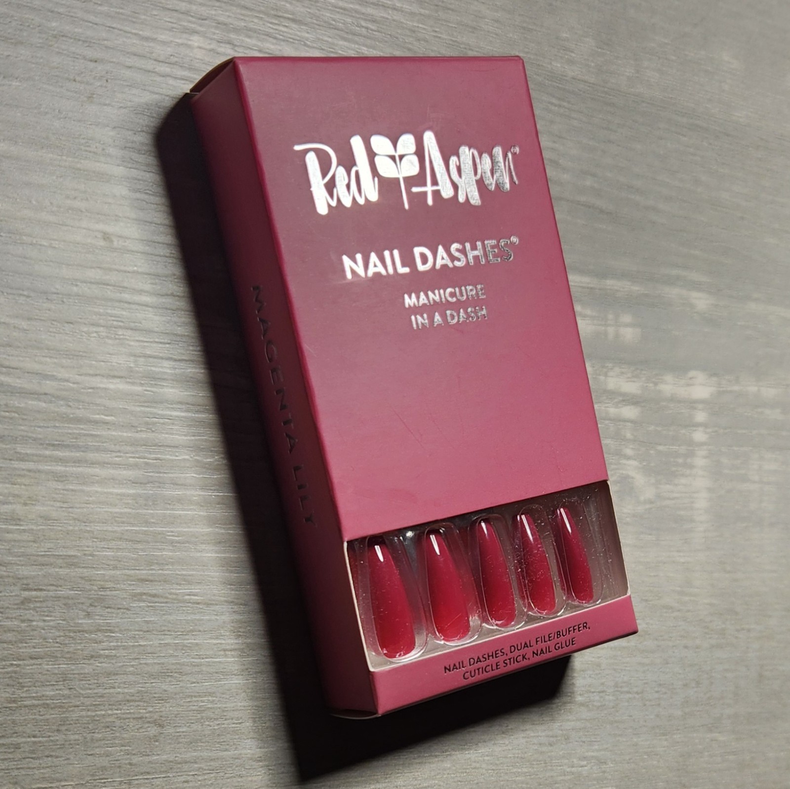 Press On Nails Magenta Lily Fall Winter Holiday Christmas Dashes Red Aspen