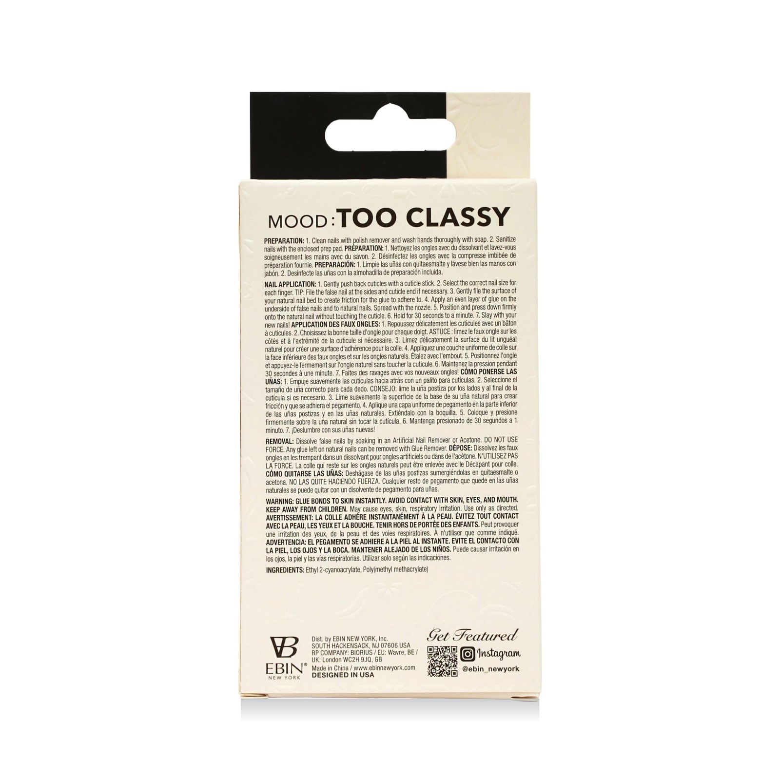 MOOD: TOO CLASSY Press On Nails – White Tux | Trendy Long Coffin Shape | Salo…