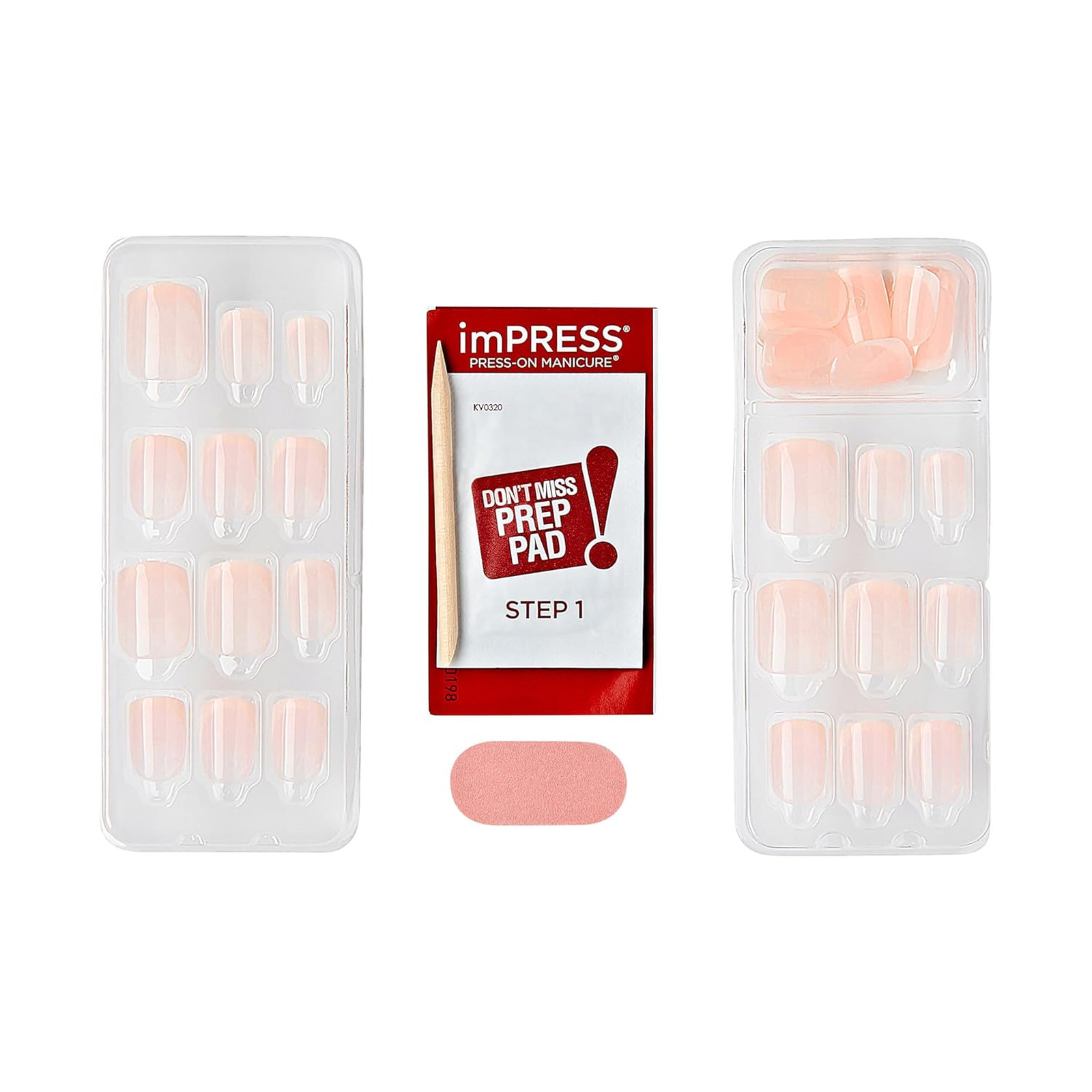 Press On Nails French Manicure Kit No Glue Short Squoval Neutral White 30 Pairs