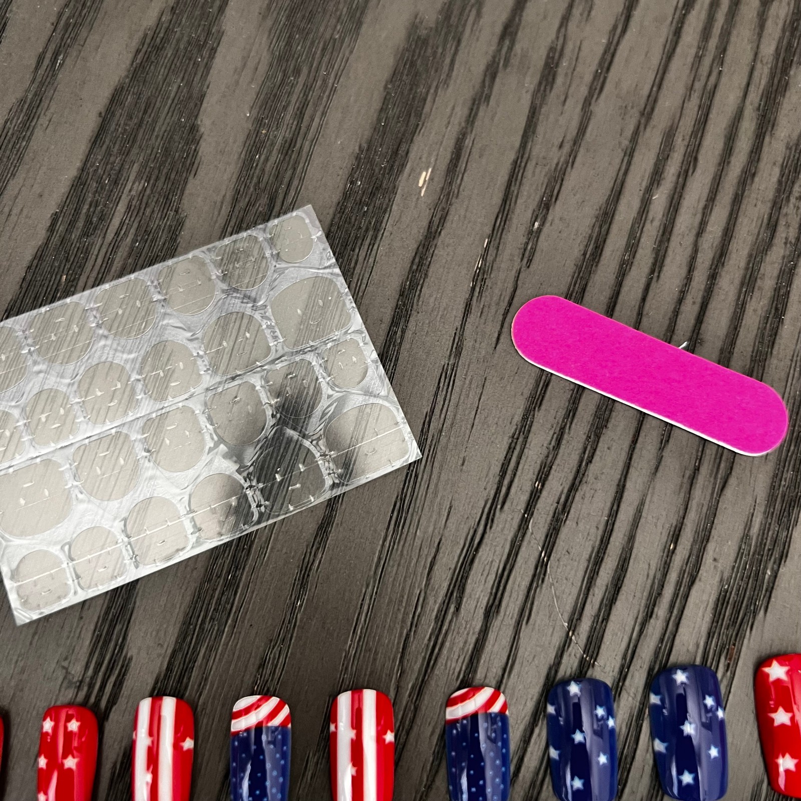 Patriotic 4th of July Red White & Blue Star Design, Medium Square Press on Nails