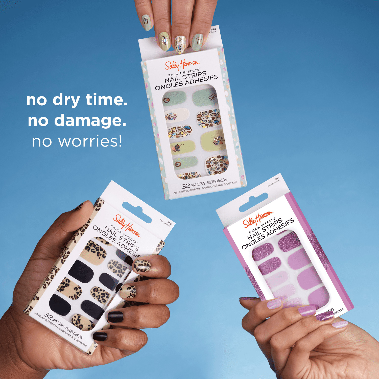 Sally Hansen Salon Effects Nail Strips | No UV Light Needed, A-List Ruby, 32pcs