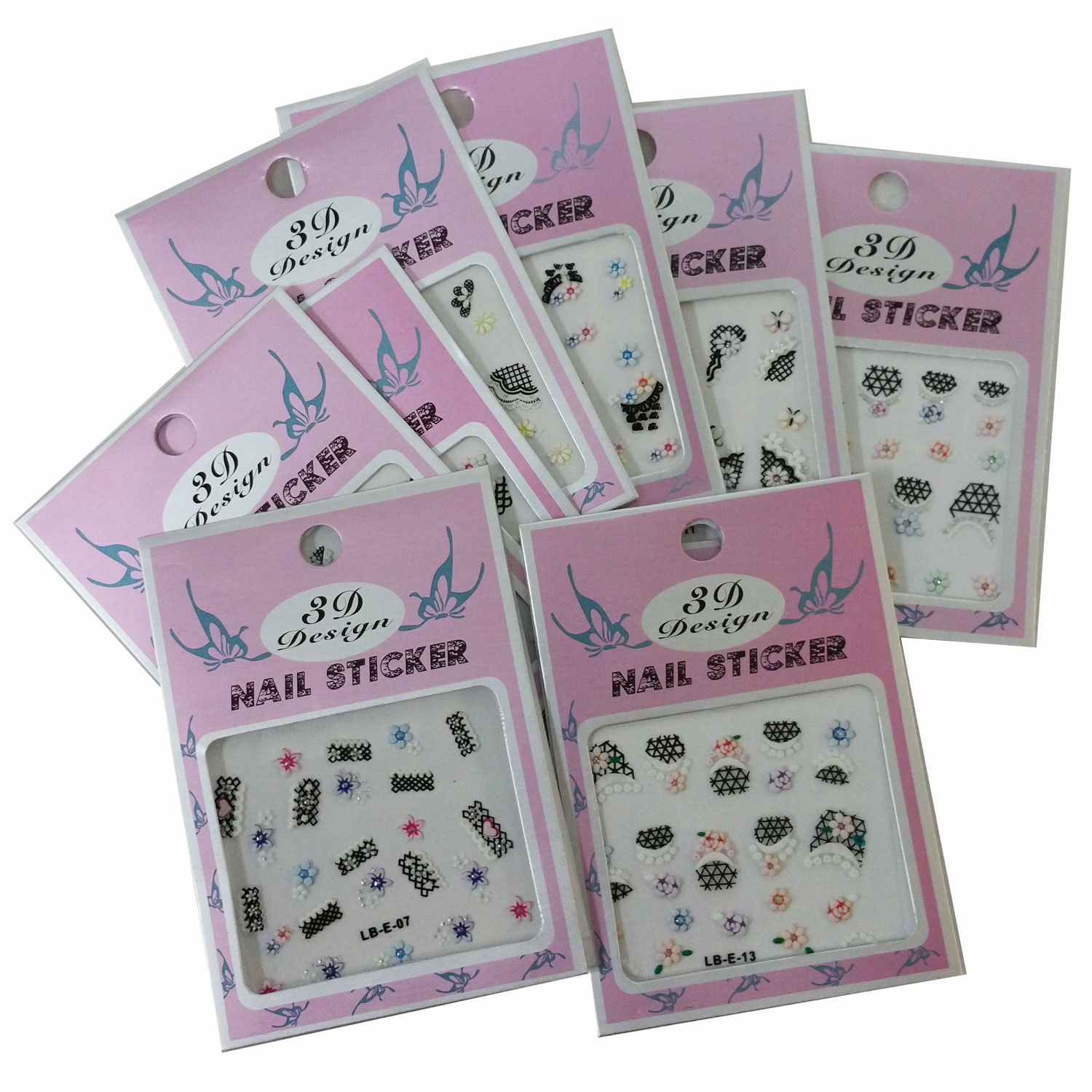 12 Sheets 3D Nail Art Stickers Decals Art Tips Decoration Premium Quality DIY