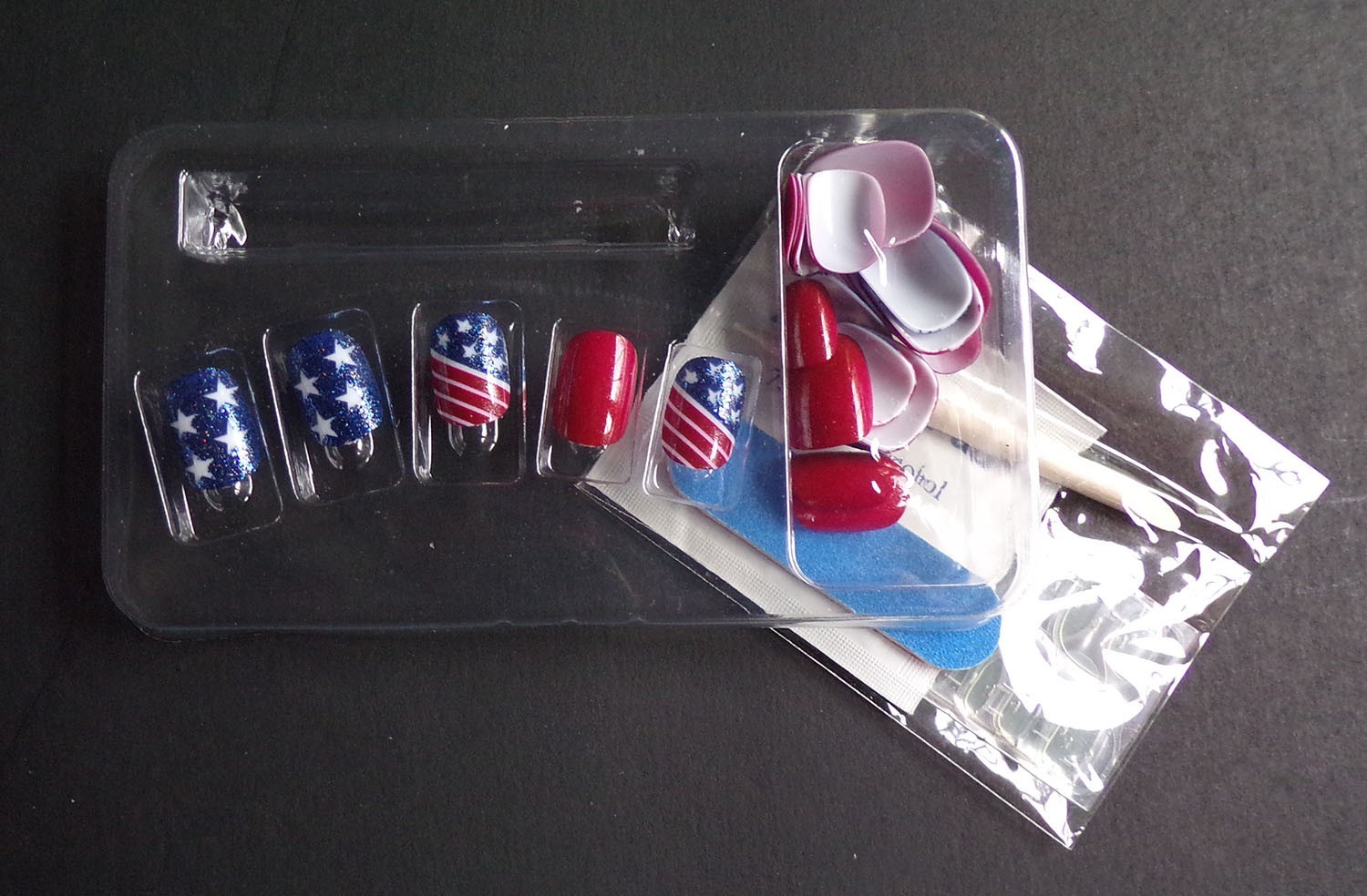 4th of July Press on Nails Red, White & Blue USA Set 3