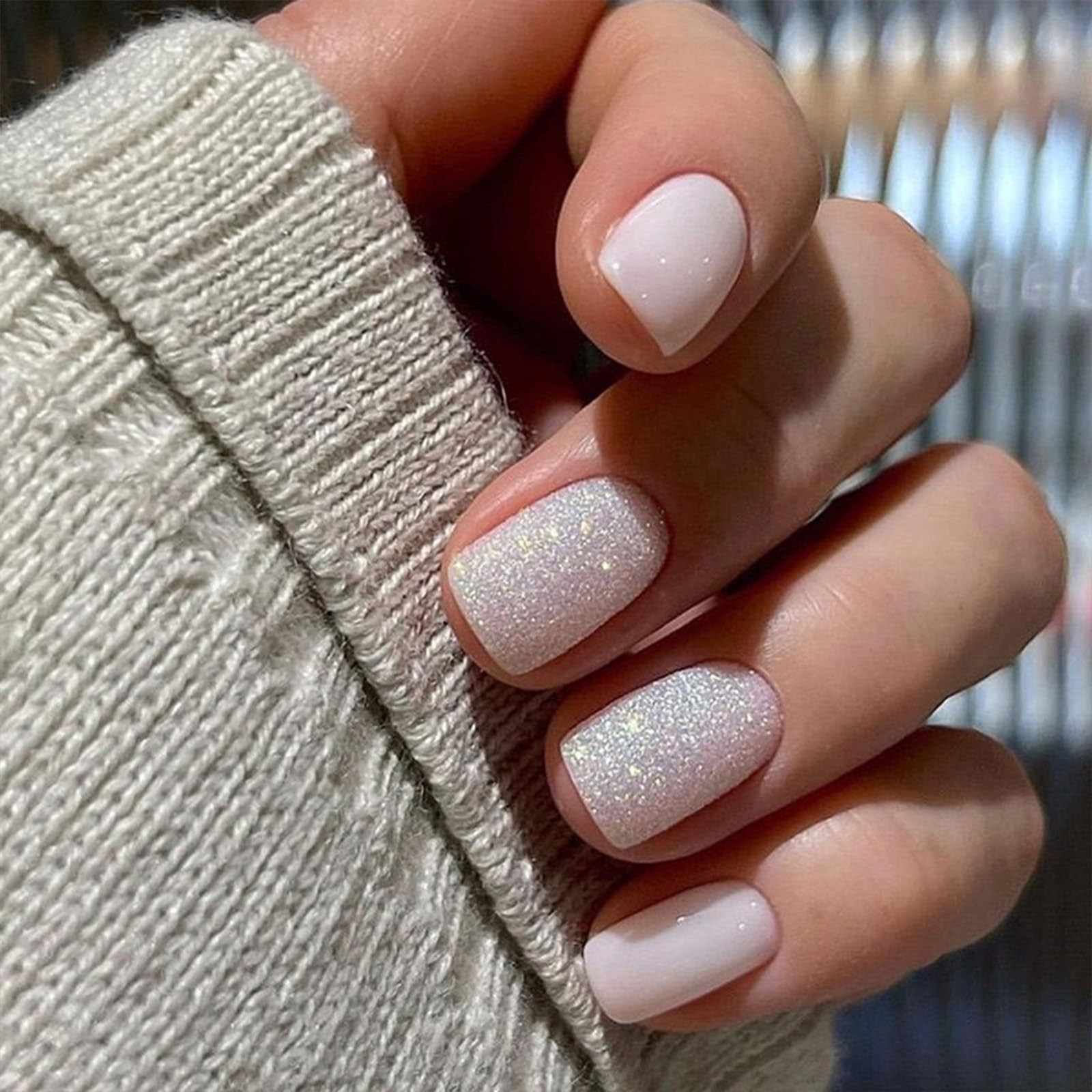 6 Packs (144 Pcs) Medium Press on Nails Square Fake Gold Medium, style2