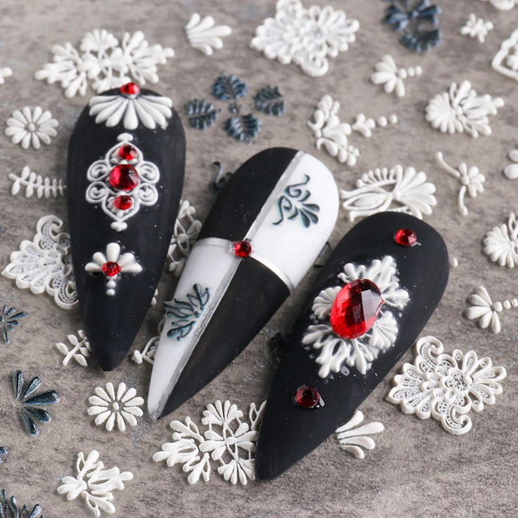 Rose Butterfly Ballet Dancer 5D Nail Stickers Embossed Decal Nail Art Decoration