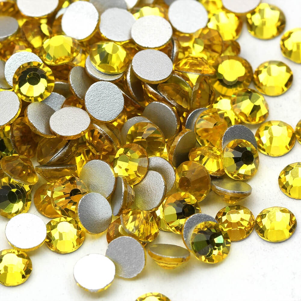 288 720 1440pcs Citrine Nail Art Rhinestone Flatback Glitter 3D Tips Decoration