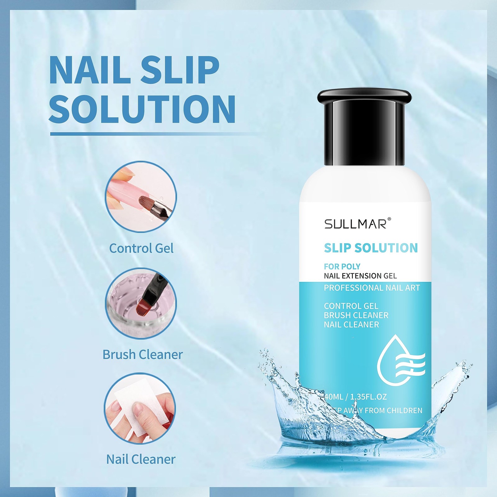 Nail Slip Solution 2.7 fl.oz for Poly Nail Gel Kit Professional Nail Extensio…
