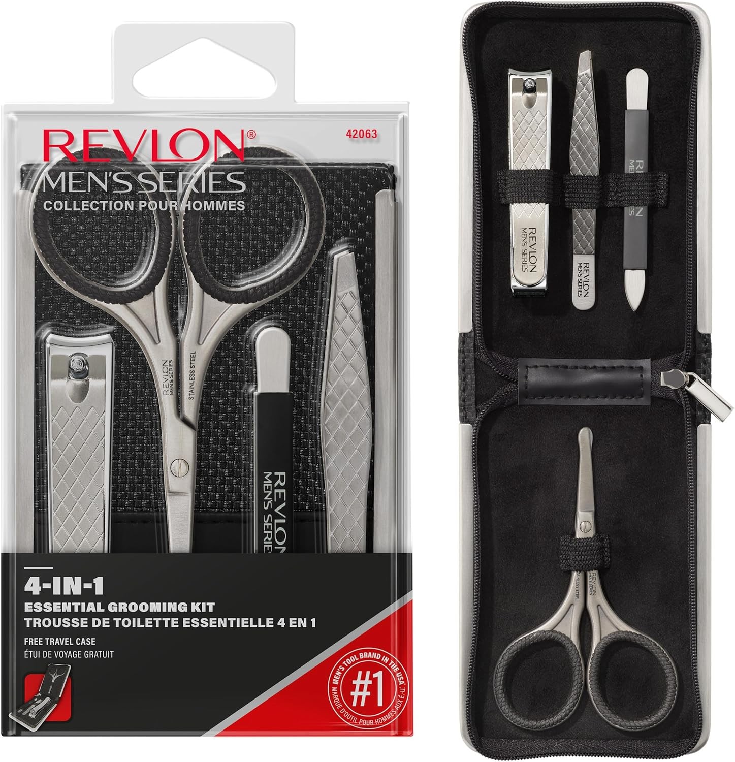 Revlon Men’s Grooming Kit, 5-Piece Travel Essentials Set, Includes Nail