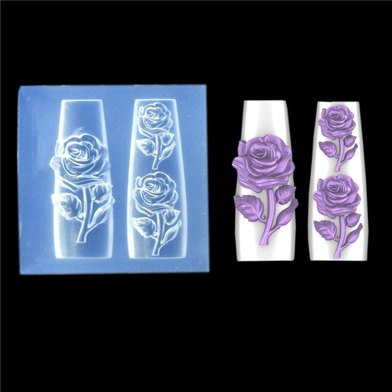 Nail Art Embossing Mold 3D Rose Flowers Chinese Loong Carving Mold Nail Art Deco