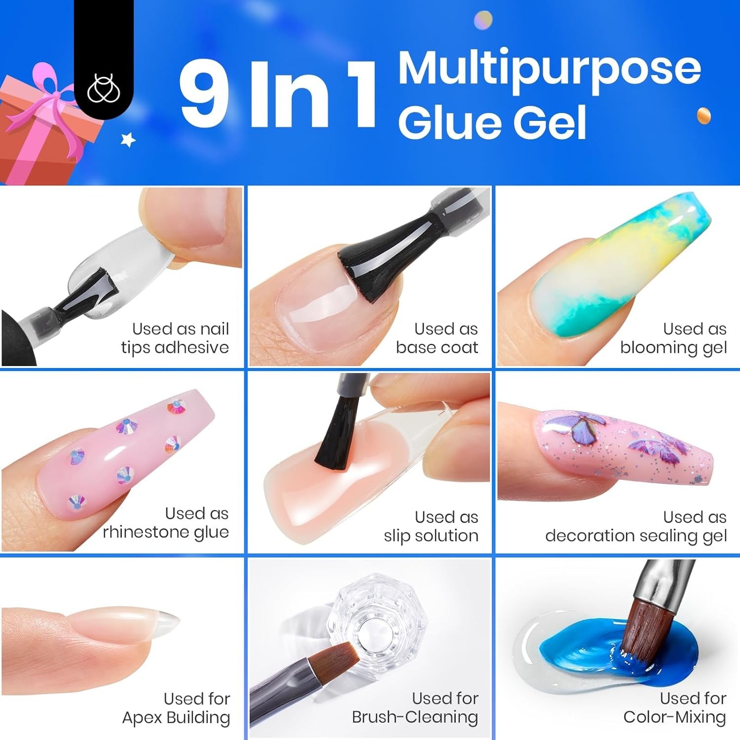 Beetles 3Pcs Gel Nail Glue Kit – Acid-Free & Hema-Free for Longer-Lasting Nails